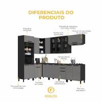 Cozinha Modulada Completa Fidelitá Mônaco 8 Peças 479cm 16 Portas 4 Gavetas Com Tampo Chumbo/titânio - 6