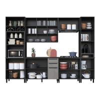Cozinha Modulada Completa Fidelitá Mônaco 6 Peças 320cm 14 Portas 2 Gavetas Com Tampo Chumbo/titânio - 2