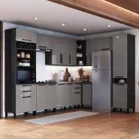 Cozinha Modulada Completa Fidelitá Mônaco 9 Peças 549cm 16 Portas 4 Gavetas Sem Tampo Chumbo/titânio - 1
