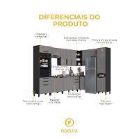 Cozinha Modulada Completa Fidelitá Mônaco 9 Peças 549cm 16 Portas 4 Gavetas Sem Tampo Chumbo/titânio - 3
