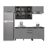 Cozinha Modulada Completa Fidelitá Mônaco 5 Peças 280cm 10 Portas 2 Gavetas Com Tampo Chumbo/titânio - 3