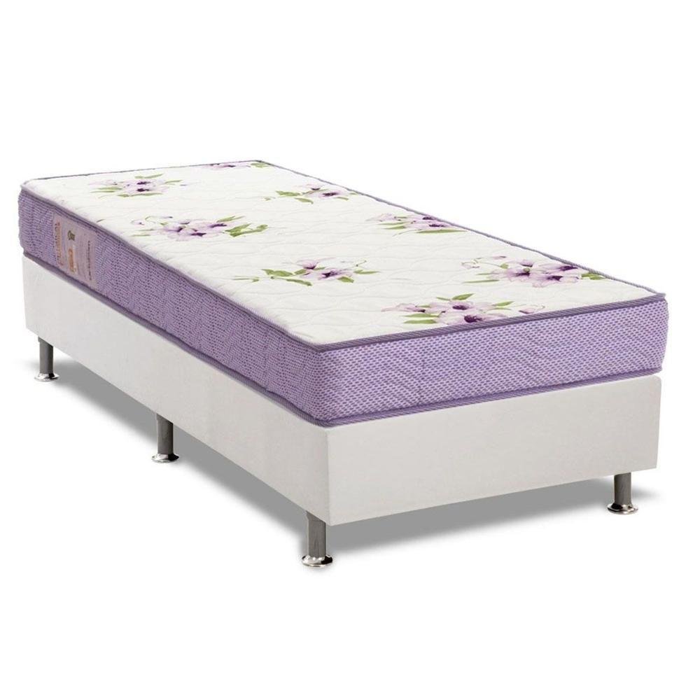 Cama Box Solteiro: Colchão Espuma Ortobom Physical Super Resistente + Base CRC Courano White(88x188) - 1