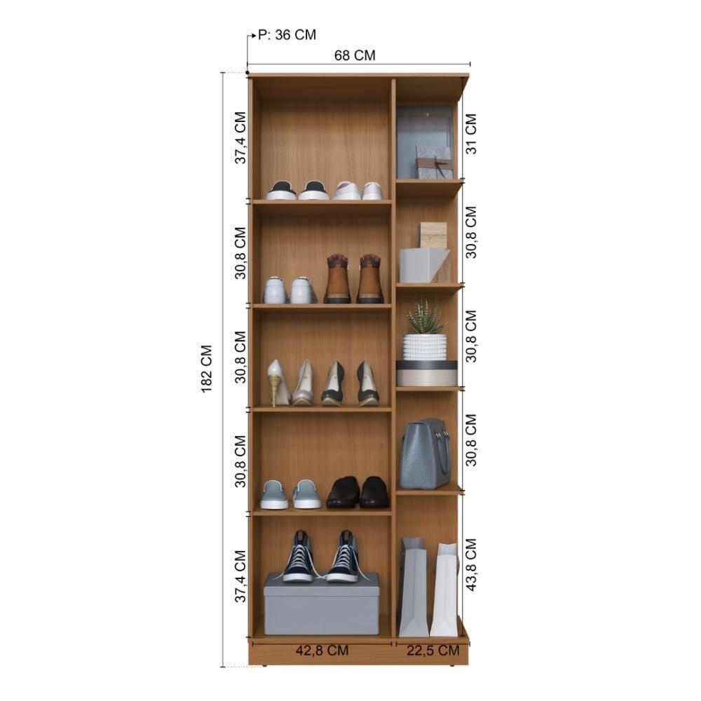 Sapateira 1 Porta Com Espelho Paris Fidelitá Freijó - 4