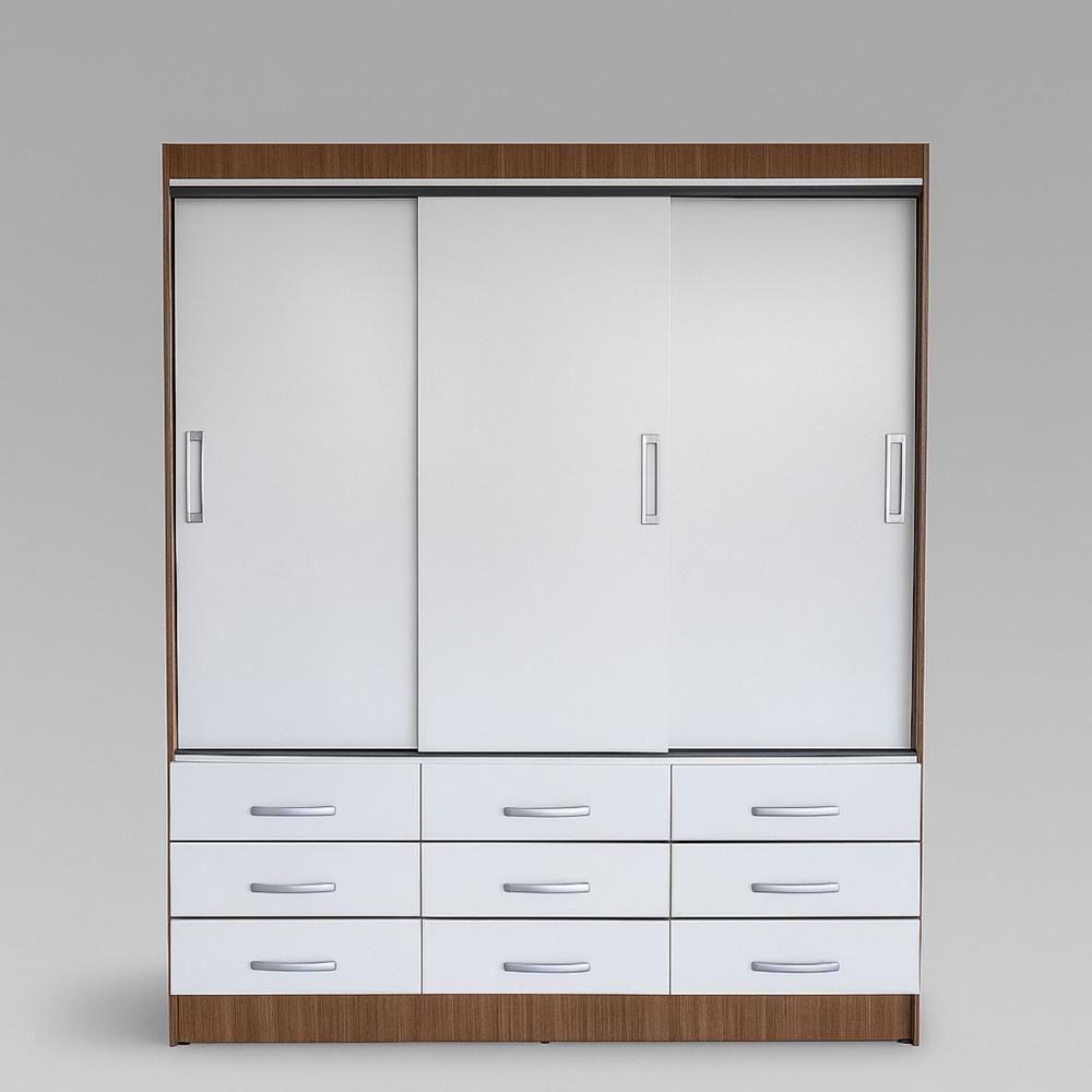 Guarda Roupa Casal Isabela 03 Portas 09 Gavetas - Evidencia Moveis - Branco / Demolição Branco / Demolição - 3