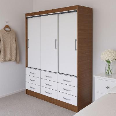 Guarda Roupa Casal Isabela 3 Portas Bater 9 Gavetas Branco - Demolição