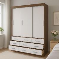 Guarda Roupa Casal Isabela 03 Portas 09 Gavetas - Evidencia Moveis - Branco / Demolição Branco / Demolição - 2