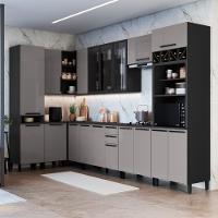 Cozinha Modulada Completa Fidelitá Mônaco 10 Peças 529cm 18 Portas 2 Gavetas Com Tampo Chumbo/titânio - 1
