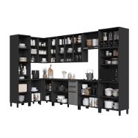 Cozinha Modulada Completa Fidelitá Mônaco 10 Peças 529cm 18 Portas 2 Gavetas Com Tampo Chumbo/titânio - 2