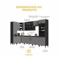Cozinha Modulada Completa Fidelitá Mônaco 10 Peças 529cm 18 Portas 2 Gavetas Com Tampo Chumbo/titânio - 5
