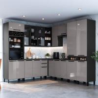 Cozinha Modulada Completa Fidelitá Mônaco 8 Peças 519cm 18 Portas 2 Gavetas Com Tampo Chumbo/titânio - 1