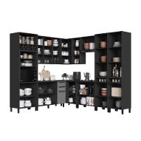 Cozinha Modulada Completa Fidelitá Mônaco 8 Peças 519cm 18 Portas 2 Gavetas Com Tampo Chumbo/titânio - 2