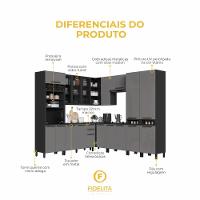 Cozinha Modulada Completa Fidelitá Mônaco 8 Peças 519cm 18 Portas 2 Gavetas Com Tampo Chumbo/titânio - 5
