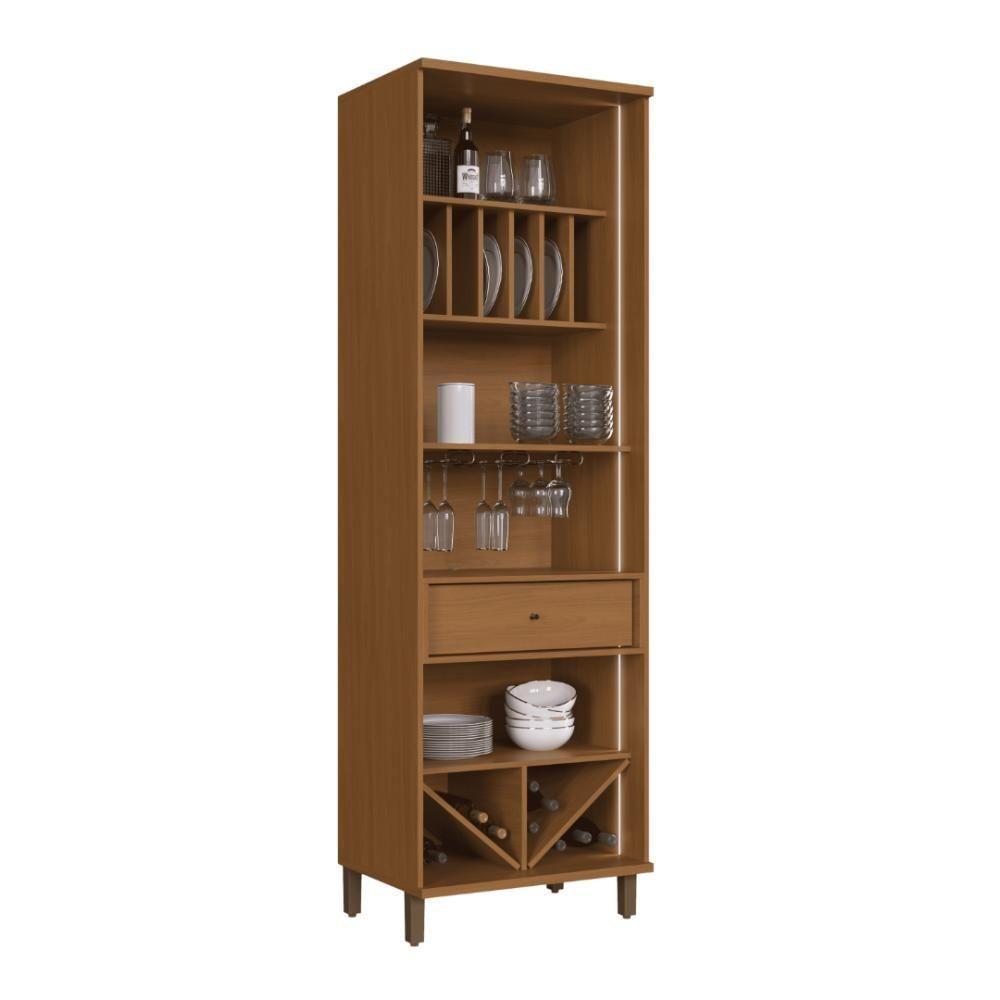 Cristaleira Fidelitá Barcelona Com Led 2 Portas Com Vidro 1 Gaveta 70cm Freijó - 3