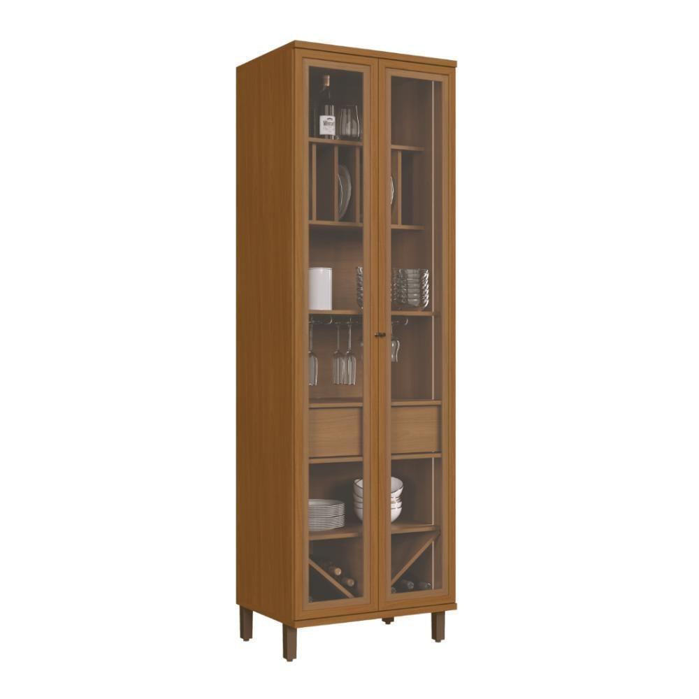 Cristaleira Fidelitá Barcelona Com Led 2 Portas Com Vidro 1 Gaveta 70cm Freijó - 5