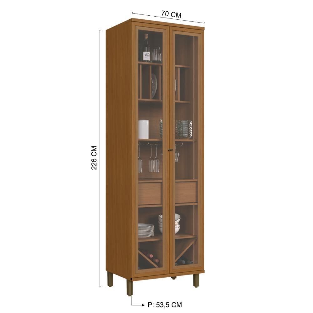 Cristaleira Fidelitá Barcelona Com Led 2 Portas Com Vidro 1 Gaveta 70cm Freijó - 6