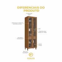 Cristaleira Fidelitá Barcelona Com Led 2 Portas Com Vidro 1 Gaveta 70cm Freijó - 7