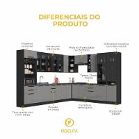 Cozinha Modulada Completa Fidelitá Mônaco 14 Peças Com Rodapé 659cm 23 Portas 6 Gavetas Sem Tampo Chumbo/titânio - 5