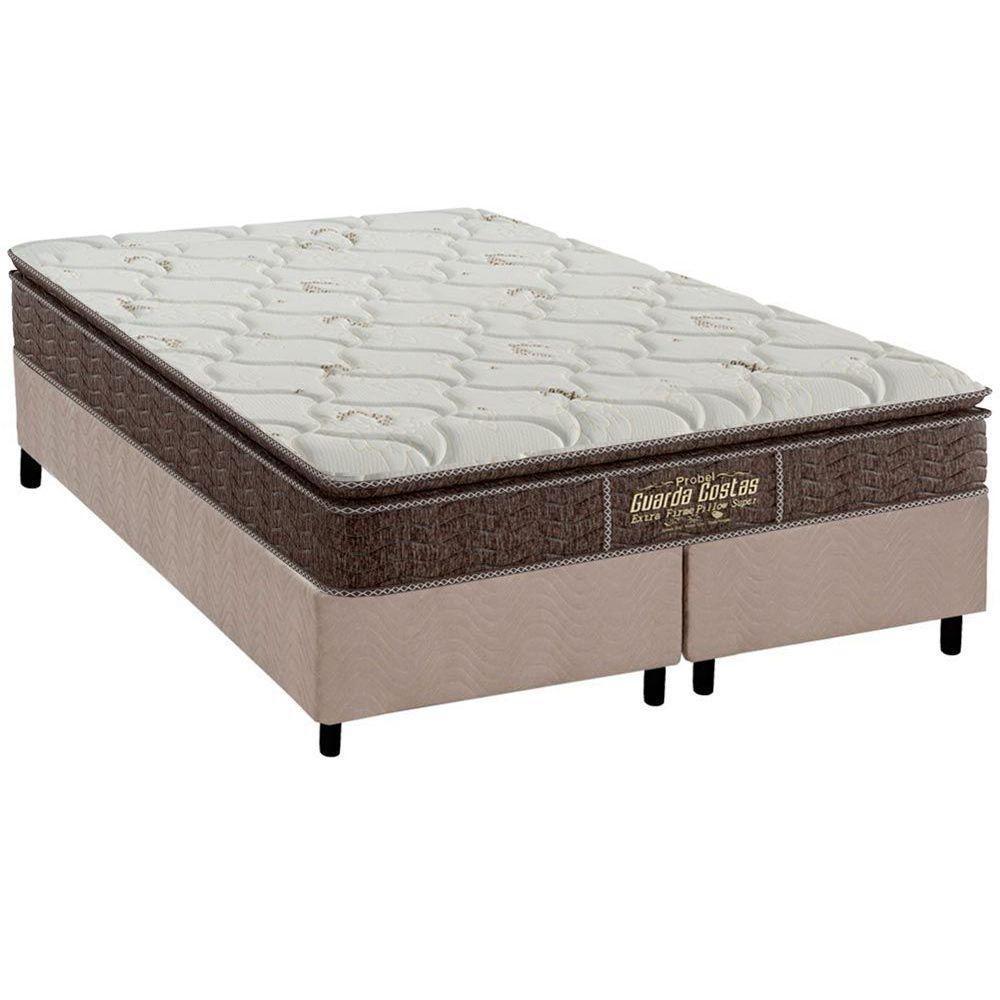Cama Box King: Colchão Ortopédico Probel Guarda Costas Extra Firme + Base CRC Suede Clean(193x203) - 1