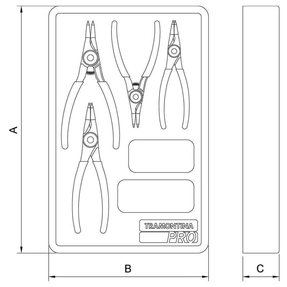 Módulo Com Alicates Para Anéis 4 Peças Tramontina Pro Orgnizador Ferramentas Para Gavetas E Armários Tramontina - 3