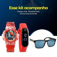 Relogio Digital Homem Aranha Infantil + Oculos Proteção Uv Ajustavel Presente Vermelho Menino - 2