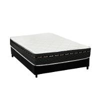 Cama Box Casal: Colchão Molas Luckspuma Bonnel Eagle Spring + Base CRC Suede Black(138x188) - 1