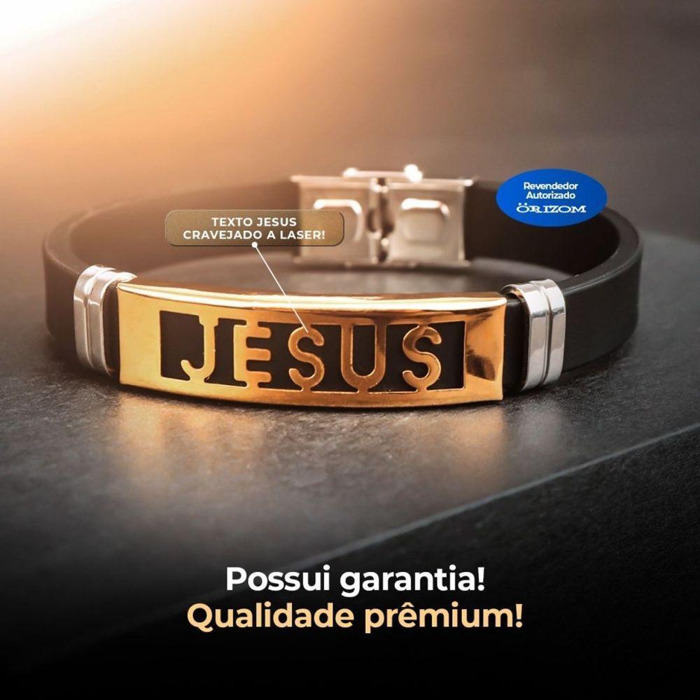 Pulseira Jesus Cristo Dourada Banhada Ouro + Masculina Religiosa Moda Masculina Qualidade Premium - 4