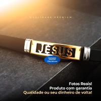 Pulseira Jesus Cristo Dourada Banhada Ouro + Masculina Religiosa Moda Masculina Qualidade Premium - 5