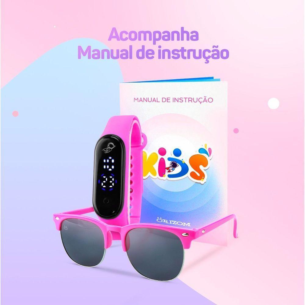 Relogio Digital Led Infantil Prova Dagua + Case + Oculos Sol Ajustavel Presente Data Criança Menina - 2
