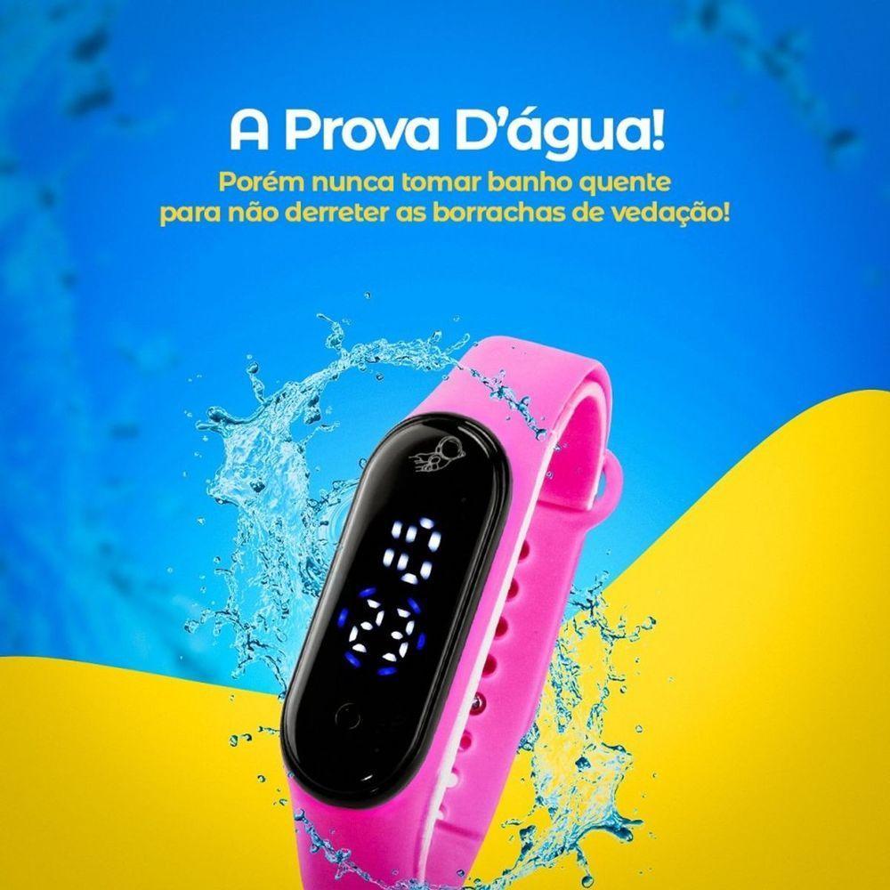 Relogio Digital Led Infantil Prova Dagua + Case + Oculos Sol Ajustavel Presente Data Criança Menina - 3