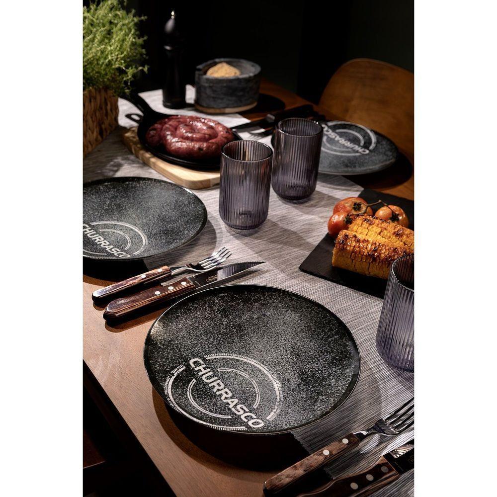 Prato Raso Tramontina Churrasco Carbon Em Porcelana Decorada 25 Cm Tramontina - 2