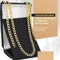 Relogio Masculino Aço Inox Banhado + Cordao + Oculos Sol Qualidade Premium Ponteiro Proteção Uv - 5