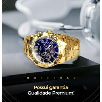 Relogio Masculino Prova Dagua Banhado + Cordao + Oculos Sol Qualidade Premium Casual Religioso Azul - 6