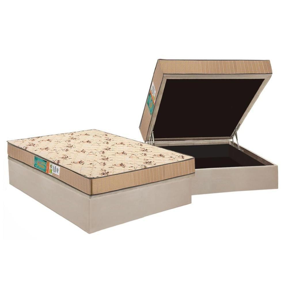 Cama Box Baú Casal: Colchão Espuma Polar D45 Pérola + Base CRC Suede Clean(138x188) - 1
