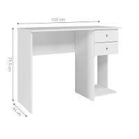 Mesa Escrivaninha Cristal C/ 2 Gaveteiro E Espaço Para Cpu Branco/branco - 2