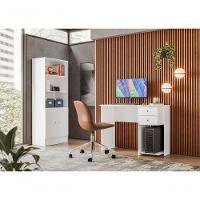 Mesa Escrivaninha Cristal C/ 2 Gaveteiro E Espaço Para Cpu Branco/branco - 5