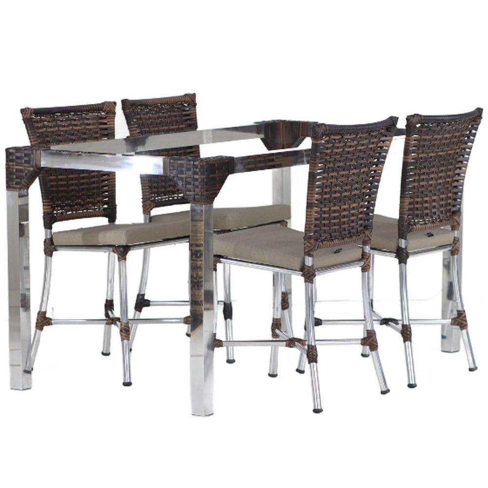 Conjunto 4 Cadeiras Angra E Mesa De Jantar Haiti Em Alumínio Argila - 1
