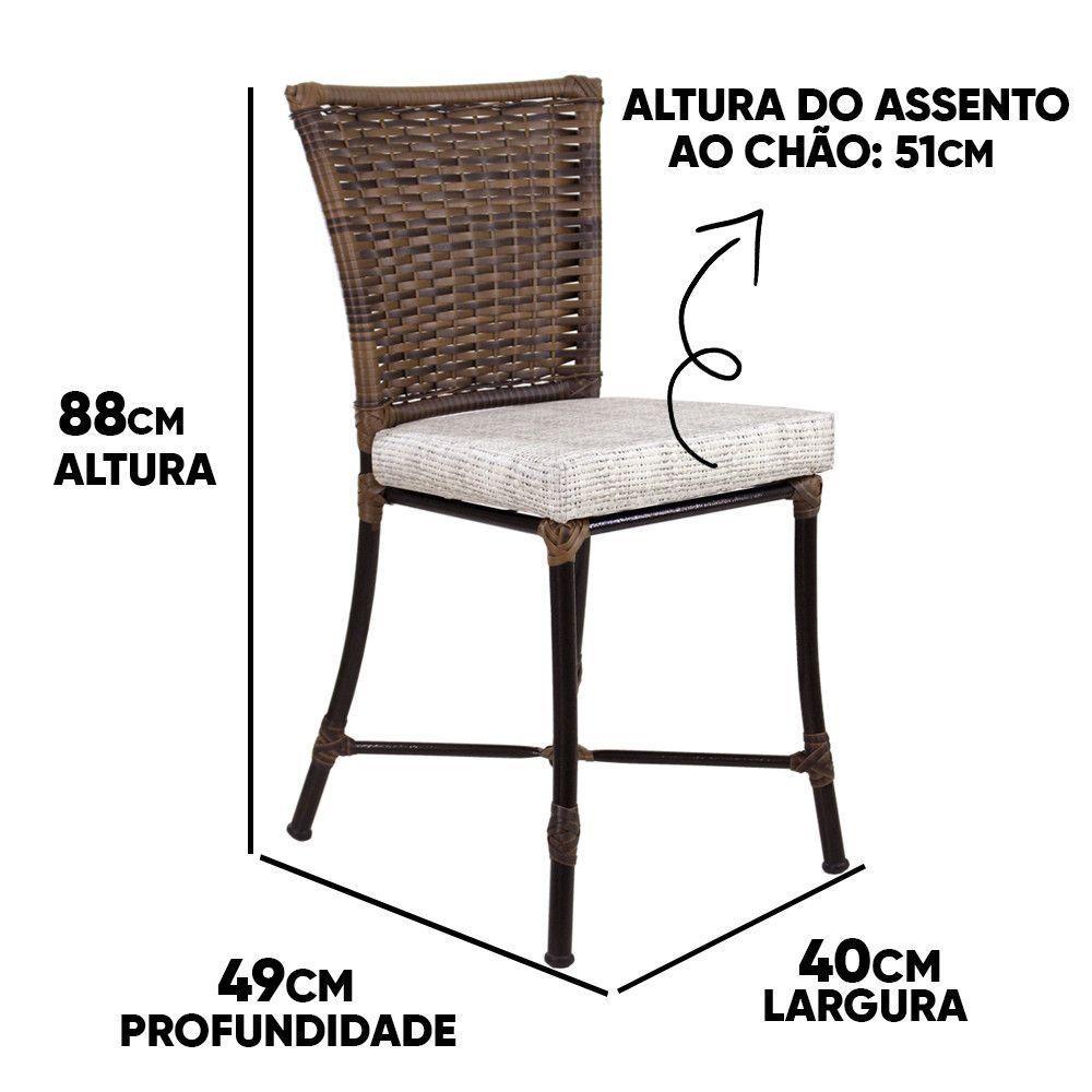 Conjunto 4 Cadeiras Angra E Mesa De Jantar Haiti Em Alumínio Argila - 4