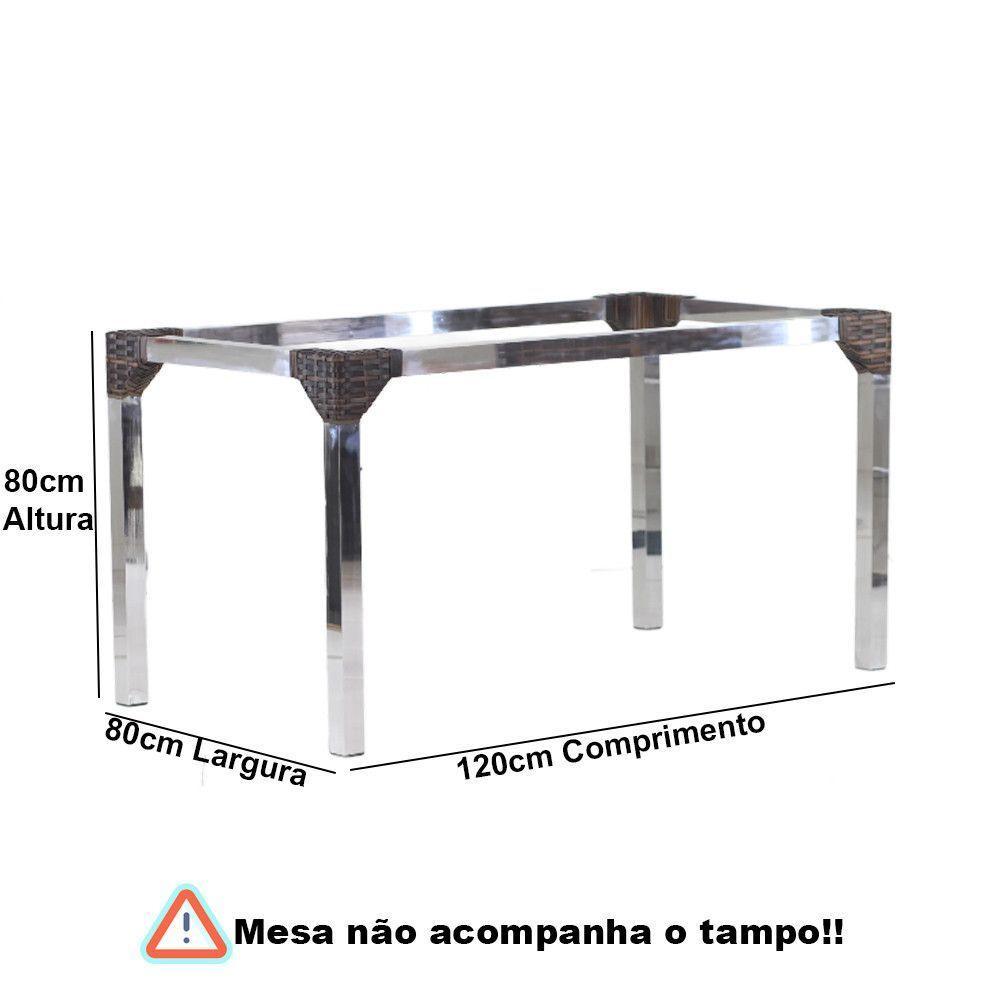 Conjunto 4 Cadeiras Angra E Mesa De Jantar Haiti Em Alumínio Pedra Ferro - 6