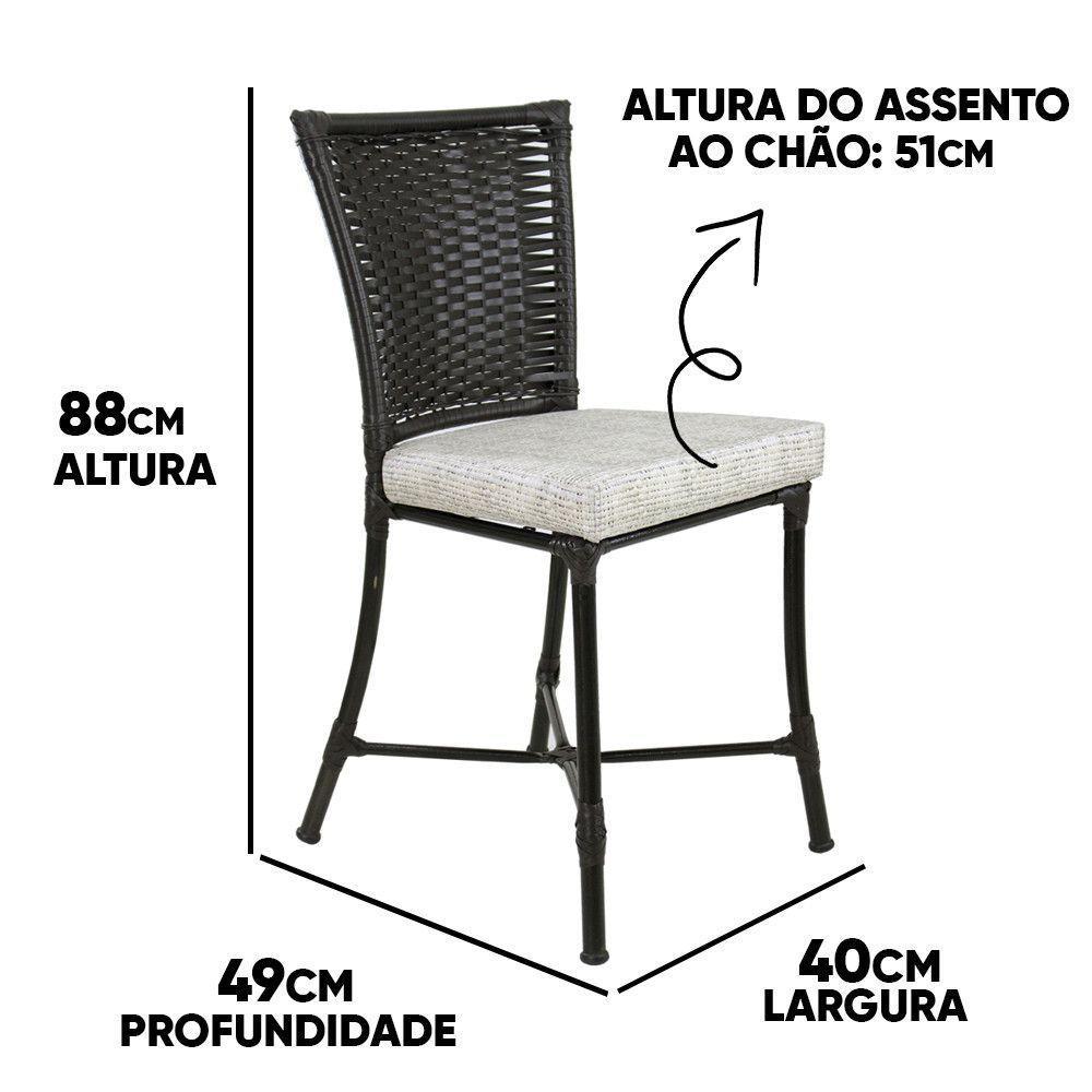 Conjunto 4 Cadeiras Angra E Mesa De Jantar Haiti Em Alumínio Preto - 4