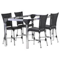 Conjunto 4 Cadeiras Angra E Mesa De Jantar Haiti Em Alumínio Preto - 1