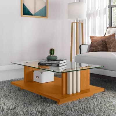 Mesa De Centro Frizz Com Design Contemporâneo Cinamomo/off-white