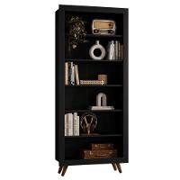 Livreiro Bologna Com Prateleiras P/ Livros Preto Fosco - 2