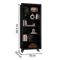 Livreiro Bologna Com Prateleiras P/ Livros Preto Fosco - 3