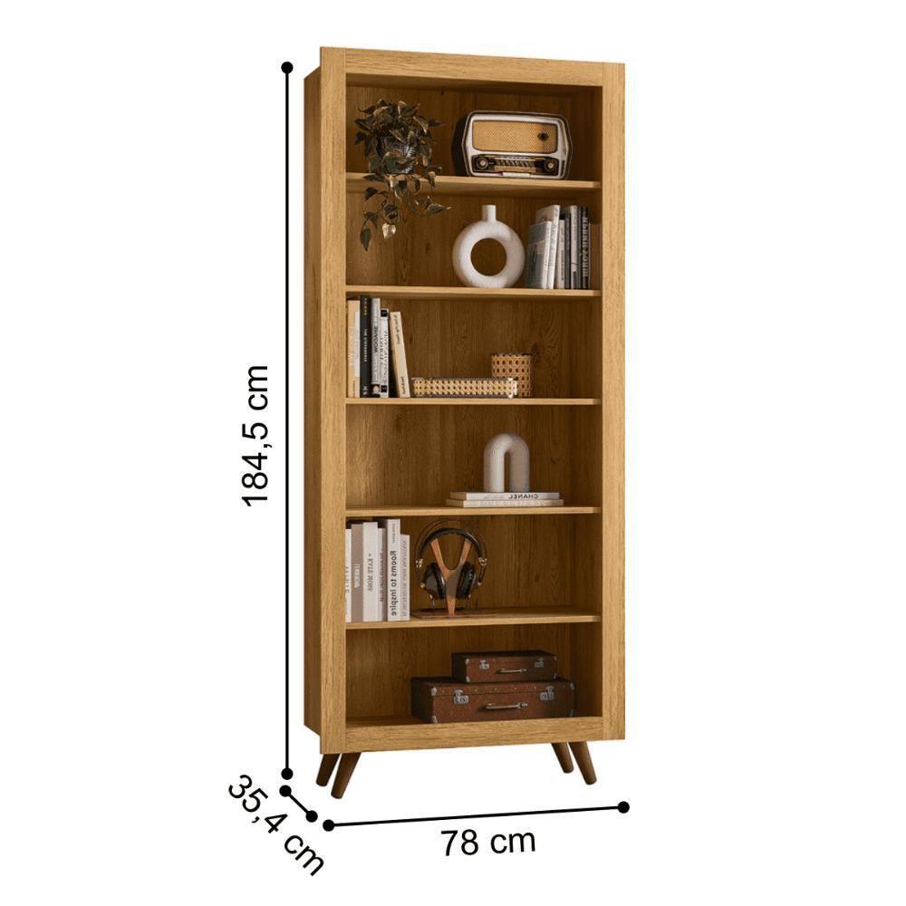 Livreiro Bologna Com Prateleiras P/ Livros Freijó Toq - 3