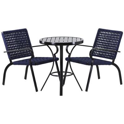 2 Cadeiras Corda Náutica E Mesa Tampo Ripado Edícula, Jardim Azul