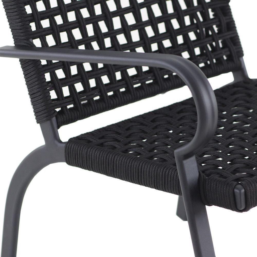 2 Cadeiras Corda Náutica E Mesa Tampo Ripado Edícula, Jardim Preto - 2