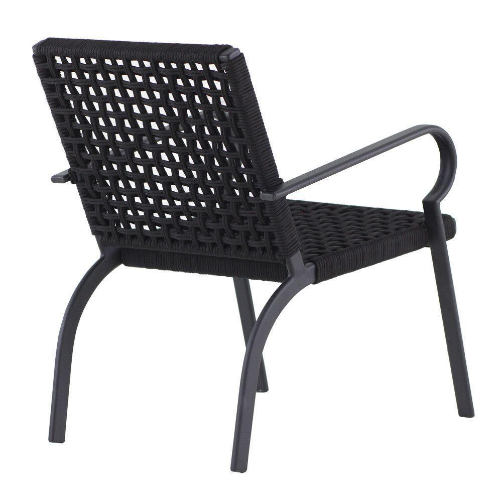 2 Cadeiras Corda Náutica E Mesa Tampo Ripado Edícula, Jardim Preto - 3