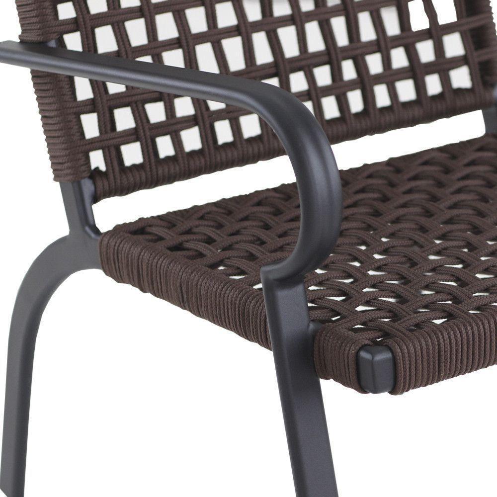 2 Cadeiras Corda Náutica E Mesa Tampo Ripado Edícula, Jardim Marrom - 2