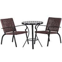 2 Cadeiras Corda Náutica E Mesa Tampo Ripado Edícula, Jardim Marrom - 1