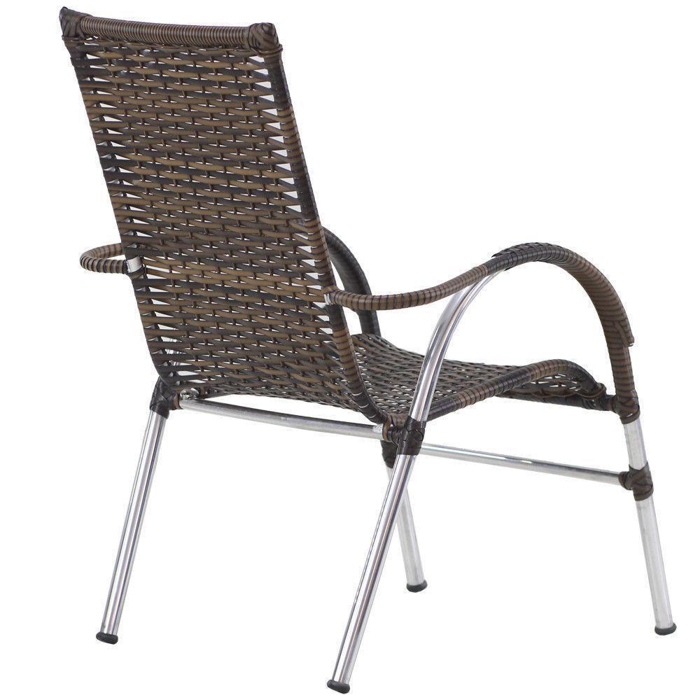 6 Cadeiras Alumínio E Mesa S/tampo Varanda Jardim Piscina Argila - 4